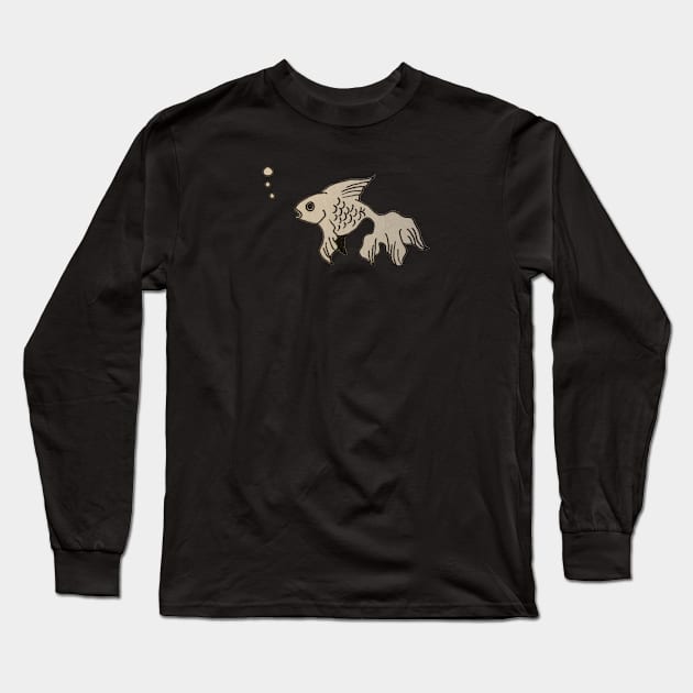 Textured goldfish doodle Long Sleeve T-Shirt by ballooonfish